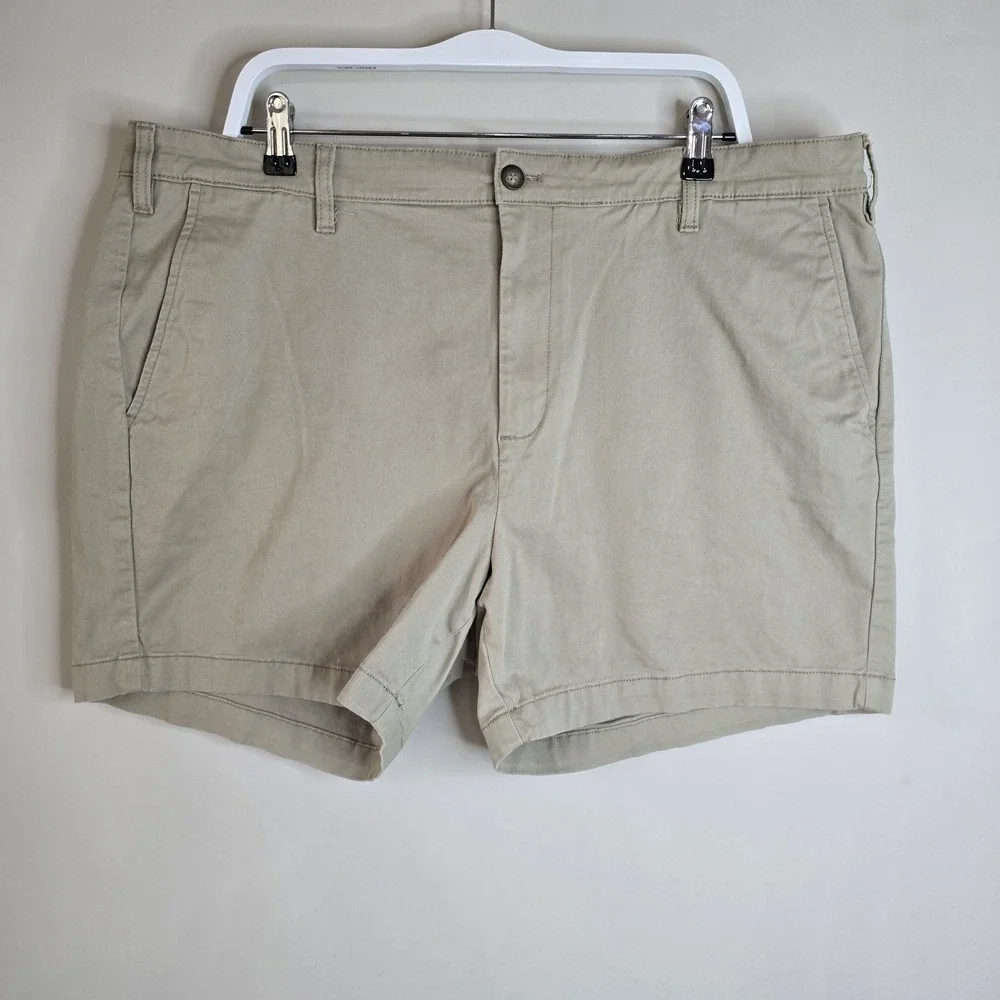 Nautica Mens 40W Classic Fit Khaki Chino Shorts Stretch Cotton Tan Flex Summer